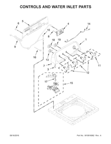 Controls And Water Inlet Parts Diagram and Parts List for 11022332511  Kenmore Washer