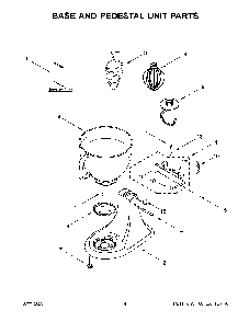 Base And Pedestal Unit Parts Diagram and Parts List for 5KSM193ADEMH5  KitchenAid Mixer