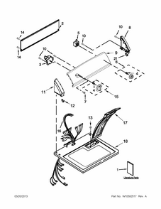 Top And Console Parts Diagram and Parts List for 11071402310  Kenmore Dryer