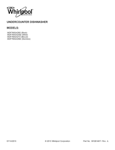 Cover Sheet Diagram and Parts List for WDF760SADM2  Whirlpool Dishwasher