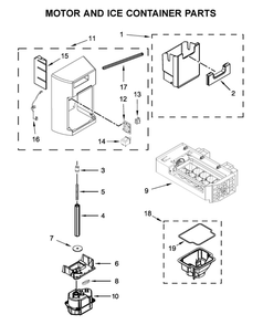 Motor And Ice Container Parts Diagram and Parts List for WRSA71CIHZ01  Whirlpool Refrigerator