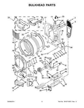 04 - BULKHEAD PARTS Diagram and Parts List for YMED7100DW0  Whirlpool Dryer