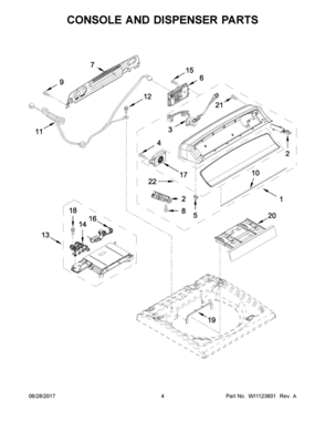 03 - CONSOLE AND DISPENSER PARTS Diagram and Parts List for WTW8040DW3  Whirlpool Washer