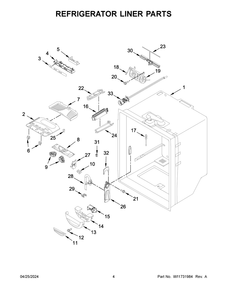 Refrigerator Liner Parts Diagram and Parts List for WRF535SWHZ12  Whirlpool Refrigerator