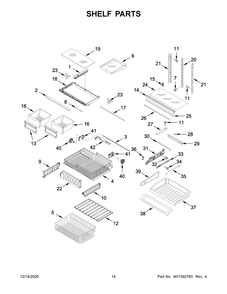Shelf Parts Diagram and Parts List for MFF2258FEZ05  Whirlpool Refrigerator