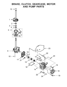 Brake, Clutch, Gearcase, Motor And Pump Parts Diagram and Parts List for WET4027EW0  Whirlpool Washer Dryer Combo