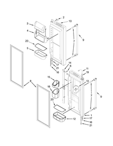 Refrigerator Door Parts Diagram and Parts List for KRFC400EWH01  KitchenAid Refrigerator