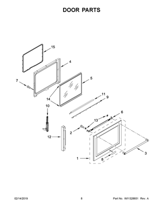 Door Parts Diagram and Parts List for YKFEG510ESS3  Whirlpool Range