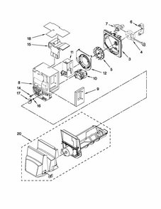 Motor And Ice Container Parts Diagram and Parts List for 59679549013  Kenmore Refrigerator