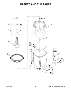Basket And Tub Parts Diagram and Parts List for 3DWTW3000FW0  Whirlpool Washer