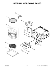 08 - Internal Microwave Parts Diagram and Parts List for KOEC430RSS00  Whirlpool Microwave Oven Combo