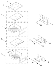 Refrigerator Shelf Parts Diagram and Parts List for JBSFS48NMX25  Whirlpool Refrigerator