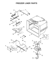 Freezer Liner Parts Diagram and Parts List for WRF535SWBW00  Whirlpool Refrigerator
