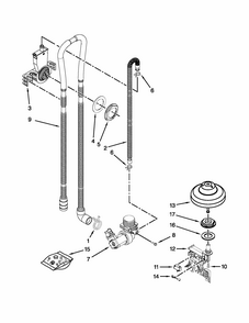Fill, Drain And Overfill Parts Diagram and Parts List for 66513292K115  Kenmore Dishwasher