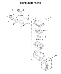 Dispenser Parts Diagram and Parts List for BNF15ASANA0  Whirlpool Washer