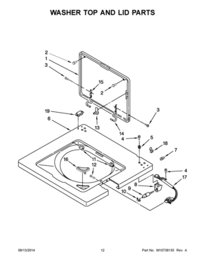 07 - WASHER TOP AND LID PARTS Diagram and Parts List for YMET3800XW2  Whirlpool Washer Dryer Combo