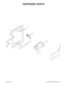 Dispenser Parts Diagram and Parts List for WRS322FDAD04  Whirlpool Refrigerator