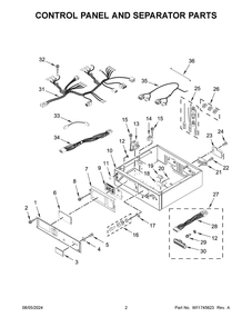 02 - Control Panel And Separator Parts Diagram and Parts List for CESP2978JQ0  Whirlpool Dryer