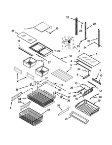 Shelf Parts Diagram and Parts List for WRF540CWBW01  Whirlpool Refrigerator