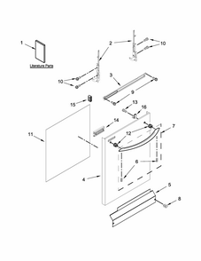 Door And Panel Parts Diagram and Parts List for 66512413N412  Kenmore Dishwasher