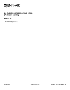 01 - COVER SHEET Diagram and Parts List for JMV8208CS2  Whirlpool Microwave Oven Combo