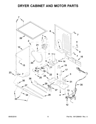 Dryer Cabinet And Motor Parts Diagram and Parts List for WETLV27HW1  Whirlpool Washer Dryer Combo