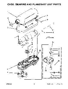 Case, Gearing And Planetary Unit Parts Diagram and Parts List for 5KSM7591XDWH0  KitchenAid Mixer