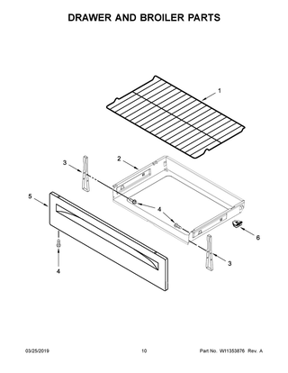 Drawer And Broiler Parts Diagram and Parts List for YWFE520S0FS2  Whirlpool Range