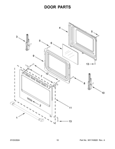 06 - Door Parts Diagram and Parts List for MFGS4030RS0  Whirlpool Range