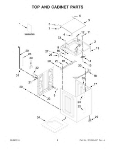 Top And Cabinet Parts Diagram and Parts List for 11029133411  Kenmore Washer