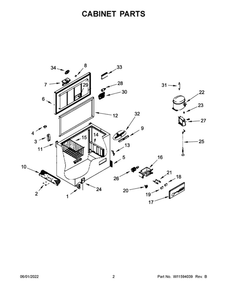 Cabinet Parts Diagram and Parts List for WZC5116LW  Whirlpool Freezer