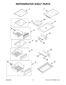 07 - Refrigerator Shelf Parts Diagram and Parts List for KBSD702MPS01  Whirlpool Refrigerator