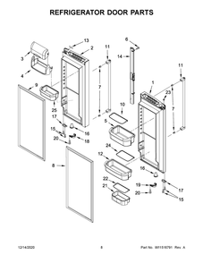 Refrigerator Door Parts Diagram and Parts List for KRFF302EBS02  Whirlpool Refrigerator