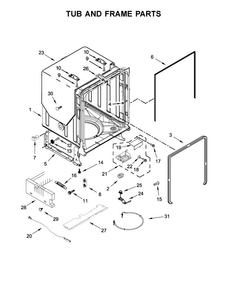 Tub And Frame Parts Diagram and Parts List for WDT995SAFM0  Whirlpool Dishwasher
