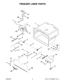 Freezer Liner Parts Diagram and Parts List for WRF555SDFZ17  Whirlpool Refrigerator