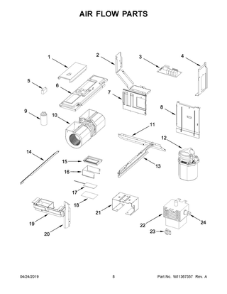 Air Flow Parts Diagram and Parts List for YKMLS311HSS7  Whirlpool Microwave