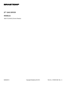 Cover Sheet Diagram and Parts List for BSG17CCANA0  Whirlpool Dryer