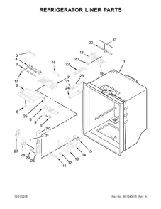 Refrigerator Liner Parts Diagram and Parts List for WRF535SWHV00  Whirlpool Refrigerator