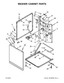 Washer Cabinet Parts Diagram and Parts List for WGT4027EW1  Whirlpool Washer Dryer Combo