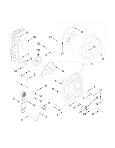 Bulkhead Parts Diagram and Parts List for 1107012511  Kenmore Dryer