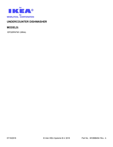 Cover Sheet Diagram and Parts List for IDF320PAFW1  Whirlpool Dishwasher