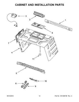 Cabinet And Installation Parts Diagram and Parts List for KMHP519ESS3  Whirlpool Microwave