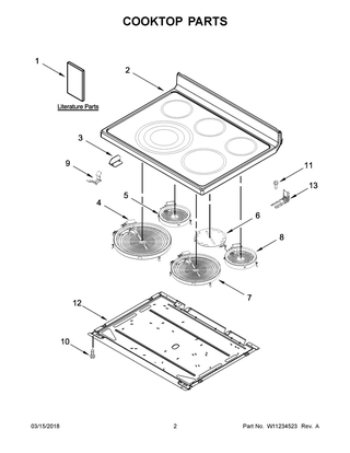 Cooktop Parts Diagram and Parts List for WFE770H0FZ2  Whirlpool Range