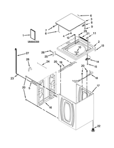 Top And Cabinet Parts Diagram and Parts List for 7MWTW1812AW1  Whirlpool Washer