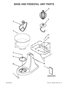 Base And Pedestal Unit Parts Diagram and Parts List for KSM96ER0  KitchenAid Mixer