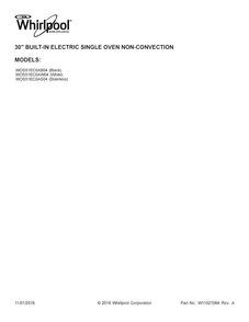 Cover Sheet Diagram and Parts List for WOS51EC0AS04  Whirlpool Wall Oven