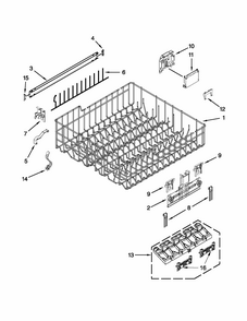 Upper Rack And Track Parts Diagram and Parts List for 66513263K114  Kenmore Dishwasher