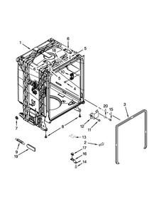 Tub And Frame Parts Diagram and Parts List for DU1015XTXT2  Whirlpool Dishwasher