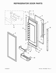 Refrigerator Door Parts Diagram and Parts List for KBFN502ESS02  KitchenAid Refrigerator