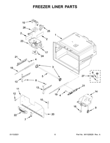 Freezer Liner Parts Diagram and Parts List for WRX735SDHZ04  Whirlpool Refrigerator